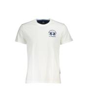 Korte Mouw Logo Geborduurd T-Shirt La Martina , White , Heren