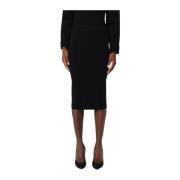 Geribbelde Wollen Rok Pinko , Black , Dames