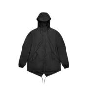 Waterdichte Fishtail Jas met Capuchon Rains , Black , Heren