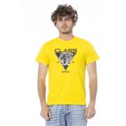 Korte mouw met logo print T-shirt Cavalli Class , Yellow , Heren