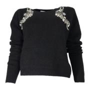 Elegante top met lange mouwen en strass Kaos , Black , Dames