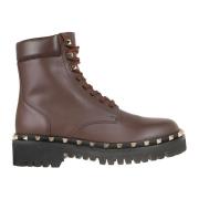 Studded Combat Boot in Platina Valentino Garavani , Brown , Dames