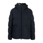 Blauwe Gewatteerde Jas met Logopatch Woolrich , Blue , Heren