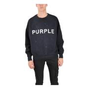 Logo Sweatshirt Vintage Style Print Purple Brand , Black , Heren