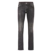 Hexagon Denim Broek met Logolabel Philipp Plein , Gray , Heren