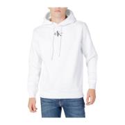 Witte Monogram Logo Hoodie Truien Calvin Klein , White , Heren