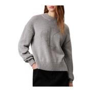 Intarsia Loose Sweater Grijs Calvin Klein , Gray , Dames