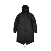 Waterdichte Fishtail Parka met Capuchon Rains , Black , Heren