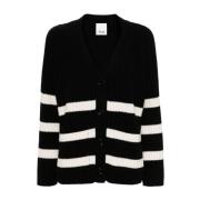 Gestreepte Cashmere Cardigan Sweater Allude , Black , Dames