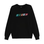 Streep Print Ronde Hals Sweater Paul Smith , Black , Heren