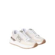 Sneaker van suède en mesh Pinko , Beige , Dames