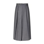 Wollen Geplooide Midi Rok Max Mara , Gray , Dames