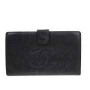 Pre-owned Leather wallets Chanel Vintage , Black , Dames