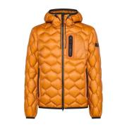 Korte Oranje Hooded Pufferjas Peuterey , Orange , Heren