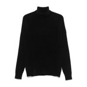 Zwart Fluweel Coltrui Sweater RRD , Black , Heren