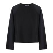 Zijden Mouw Crew Neck Sweater Nude , Black , Dames