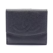 Pre-owned Leather wallets Chanel Vintage , Black , Dames