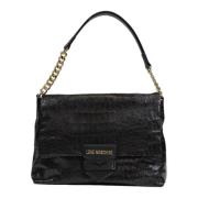 Zwarte Effen Schoudertas met Kliksluiting Love Moschino , Black , Dame...