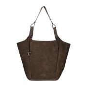 Fluwelen Leren Trapeziumtas Tod's , Brown , Dames