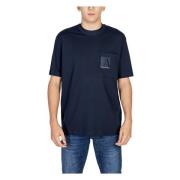 Blauwe Effen Korte Mouw T-shirt Armani Exchange , Blue , Heren