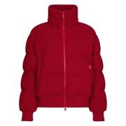 Rode Gebreide Rib Donsjas add , Red , Dames