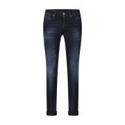 Slim Fit Knoopsluiting Denim Jeans Dondup , Blue , Heren