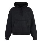 Geribbelde Katoenen Hoodie Burberry , Black , Heren