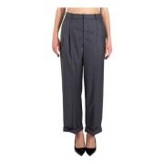 Lichte wollen broek met dubbele plooien Elisabetta Franchi , Gray , Da...