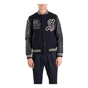 Slim Fit Wool Varsity Jacket Schott NYC , Blue , Heren