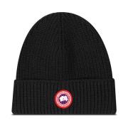 Logo-Patch Wollen Beanie Hoed Canada Goose , Black , Heren