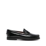 Zwarte leren instap sandalen Sebago , Black , Dames