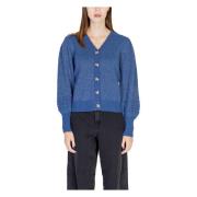 Blauwe V-Neck Button-Up Cardigan Vila , Blue , Dames