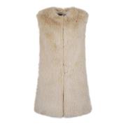 Faux Fur Gilet Vest Herno , Beige , Dames