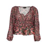 Gestreepte Blouse met V-Hals Desigual , Multicolor , Dames