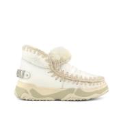 Luxe lamsskin sneaker met gehaakte stiksels Mou , White , Dames