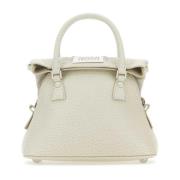 Micro 5AC Krijt Leren Handtas Maison Margiela , White , Dames