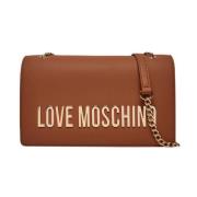 Bruine schoudertas met elegant ontwerp Love Moschino , Brown , Dames