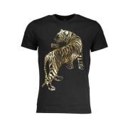 Zwart Bedrukt Logo T-Shirt Cavalli Class , Black , Heren