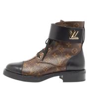 Pre-owned Coated canvas boots Louis Vuitton Vintage , Brown , Dames