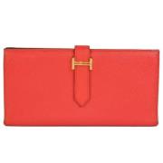 Pre-owned Leather wallets Hermès Vintage , Red , Dames