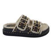 Leren Slippers met Gesp ASH , Black , Dames