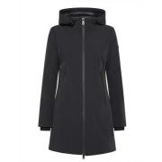 Zwarte Parka Jas Nylon Jersey Peuterey , Black , Dames