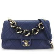 Pre-owned Leather chanel-bags Chanel Vintage , Blue , Dames