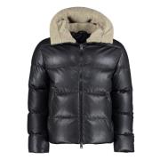 Eco-shearling bomberjack met trekkoord Herno , Black , Heren