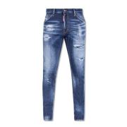 Blauwe Distressed Slim-Fit Jeans Dsquared2 , Blue , Heren