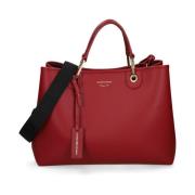 Gestructureerde Leren Bordeaux Schoudertas Emporio Armani , Red , Dame...