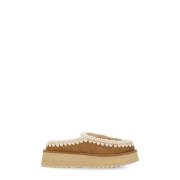 Bruine Shearling Laarzen met Wolstiksels Mou , Brown , Dames