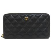 Pre-owned Leather wallets Chanel Vintage , Black , Dames