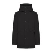 Zwarte Parka Jas met Surflex Stof RRD , Black , Heren