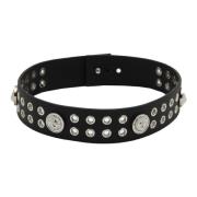 Studded Leren Armband Versace , Black , Heren